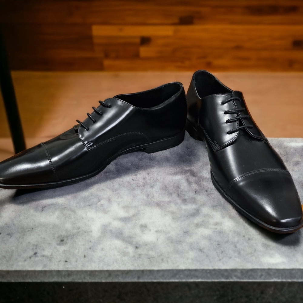MEN'S The Rail Leather Stark Cap Toe Derby Dress Shoe Black Size 11 (44)